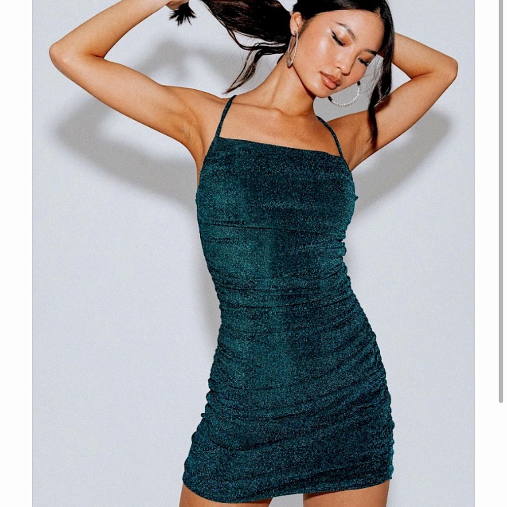 Sparkly Blue Homecoming Mini Dress